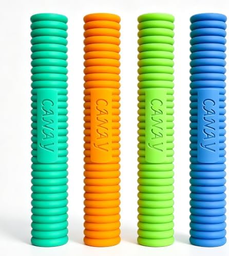 Ribbed Chew Sticks, 4 Pack (Teal, Orange, Green and Blue)